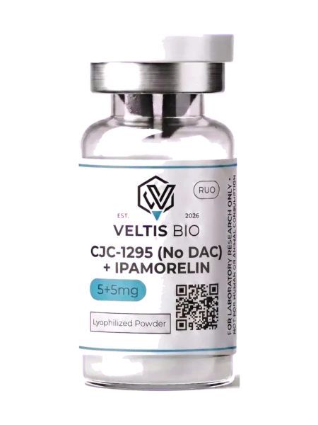 Veltis Bio | Research Peptides CJC-1295 (No DAC) + Ipamorelin (5mg + 5mg) – 10mg Blend - Veltis Bio research vial
